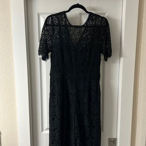 Greylin black lace jumpsuit size large some fading on trim around neckline